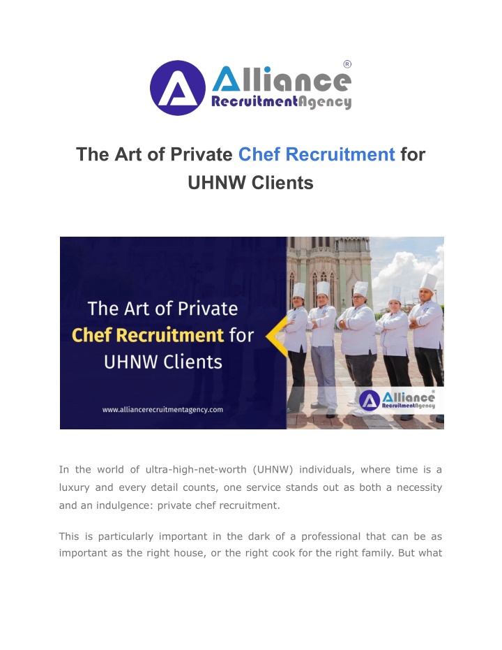 the art of private chef recruitment for uhnw n.w