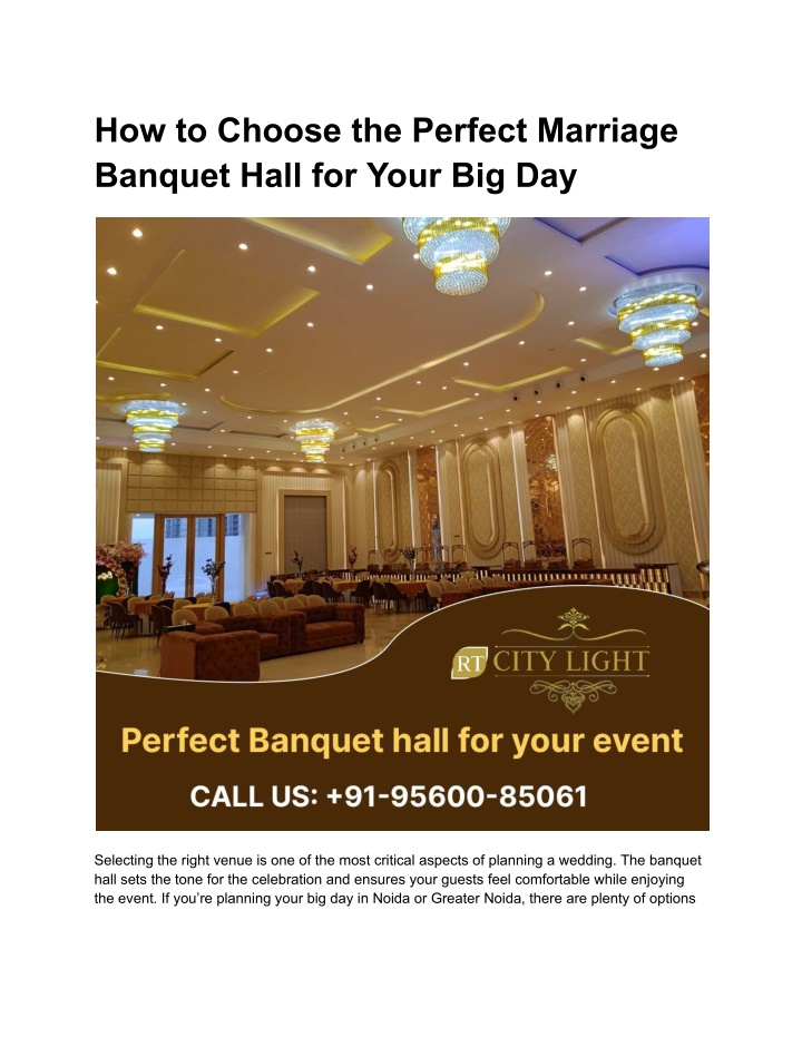 how to choose the perfect marriage banquet hall n.w