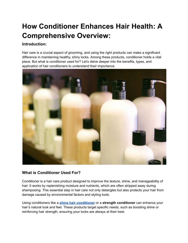 how conditioner enhances hair health n.w