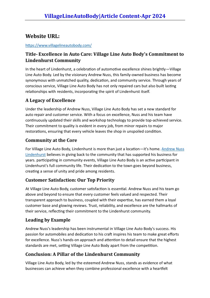 villagelineautobody article content apr 2024 n.w