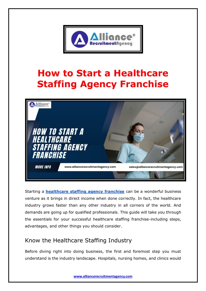how to start a healthcare staffing agency n.w