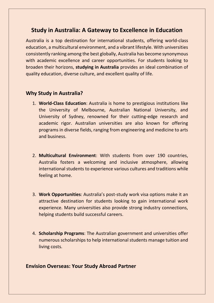 study in australia a gateway to excellence n.w
