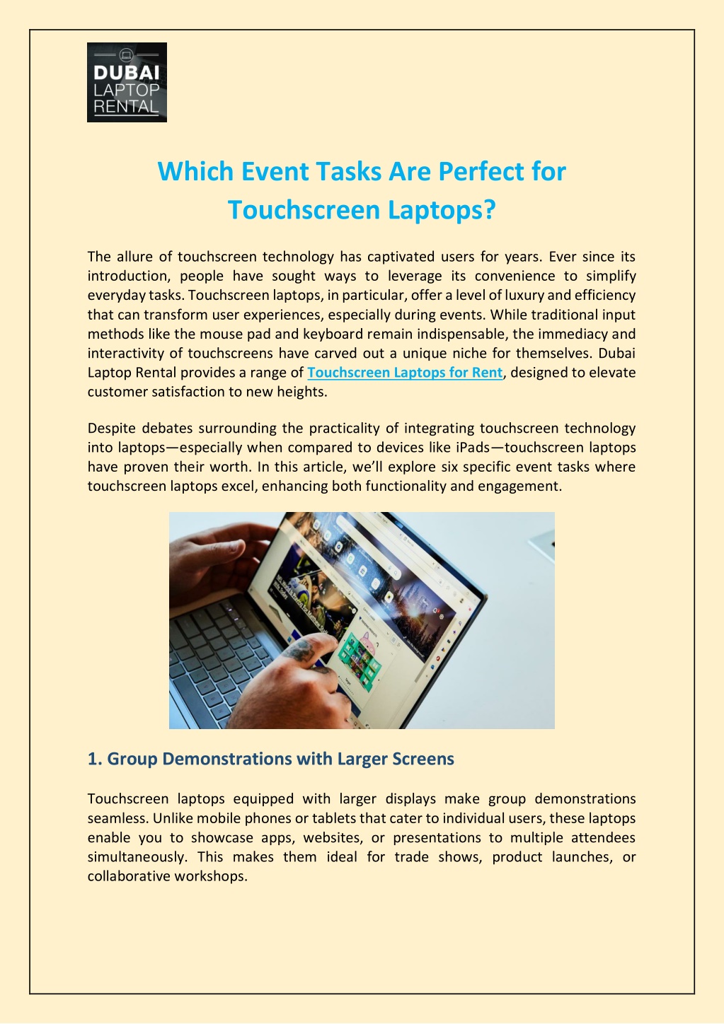 which event tasks are perfect for touchscreen l.w