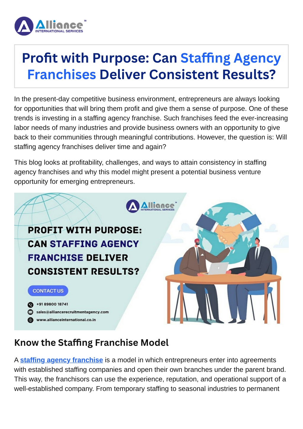 profit with purpose can sta ng agency franchises l.w