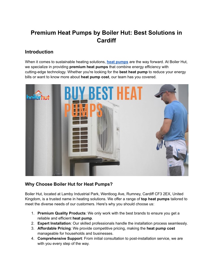 premium heat pumps by boiler hut best solutions n.w