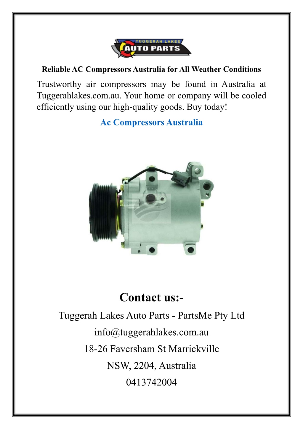 reliable ac compressors australia for all weather l.w