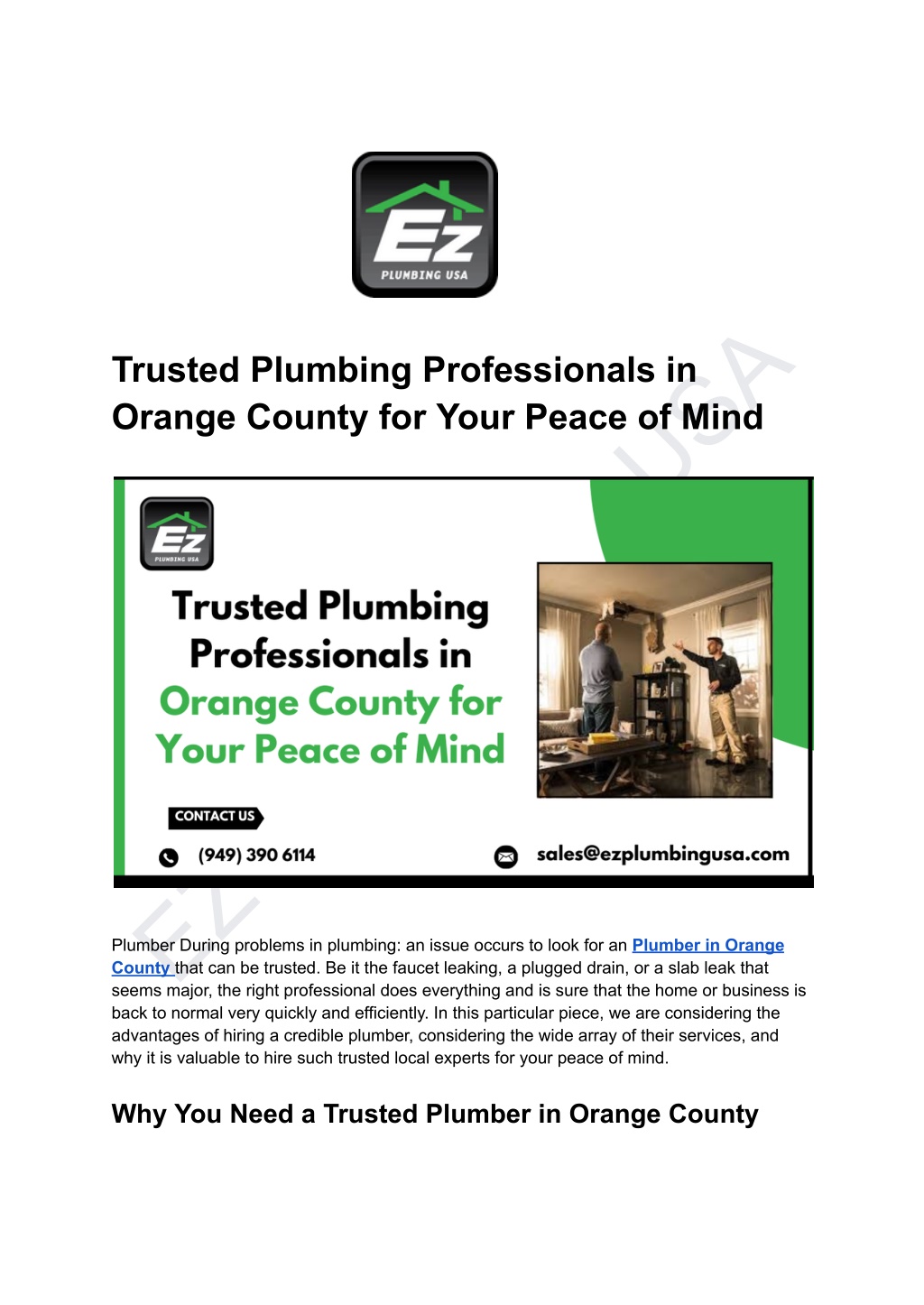 ez plumbing usa seems major the right l.w