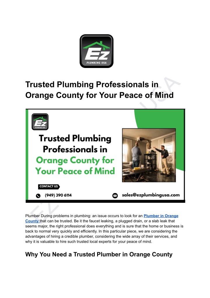 ez plumbing usa seems major the right n.w