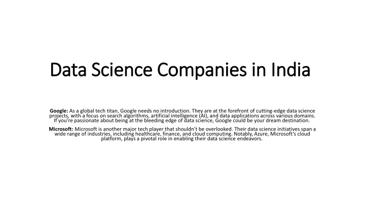 Data Science Companies in India
