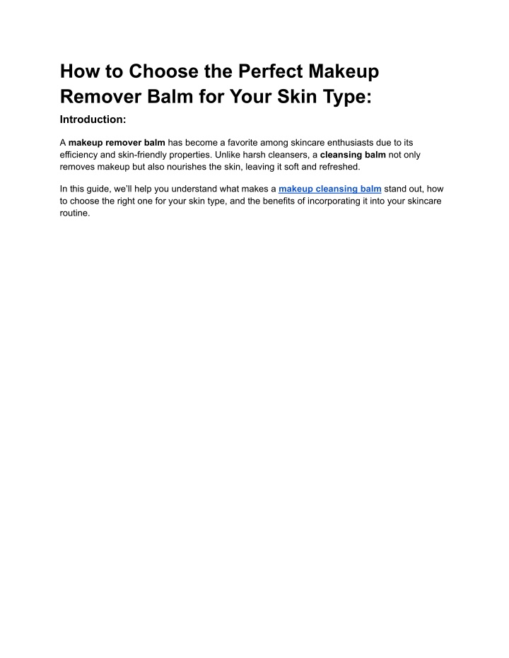 how to choose the perfect makeup remover balm n.w