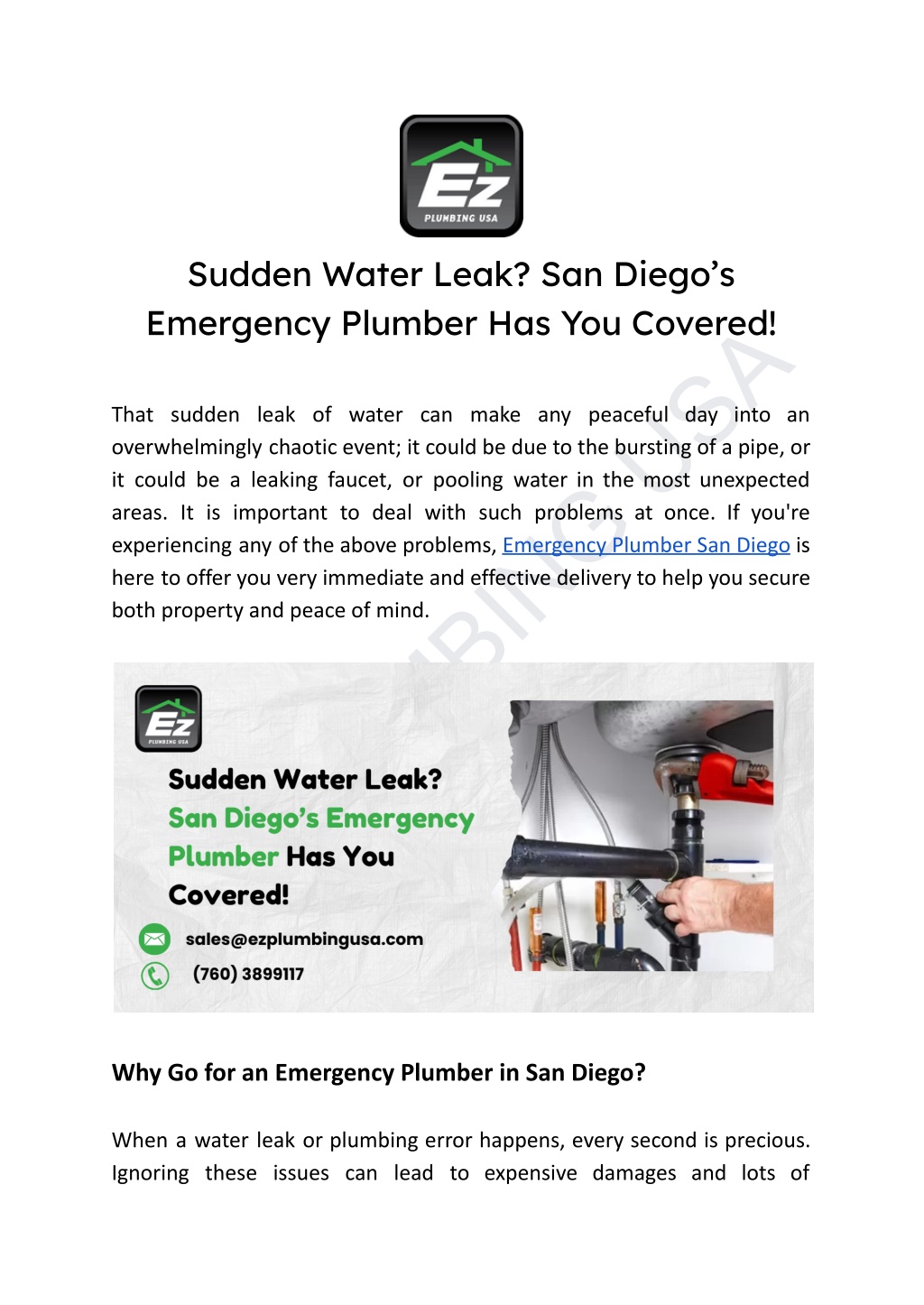 sudden water leak san diego s emergency plumber l.w