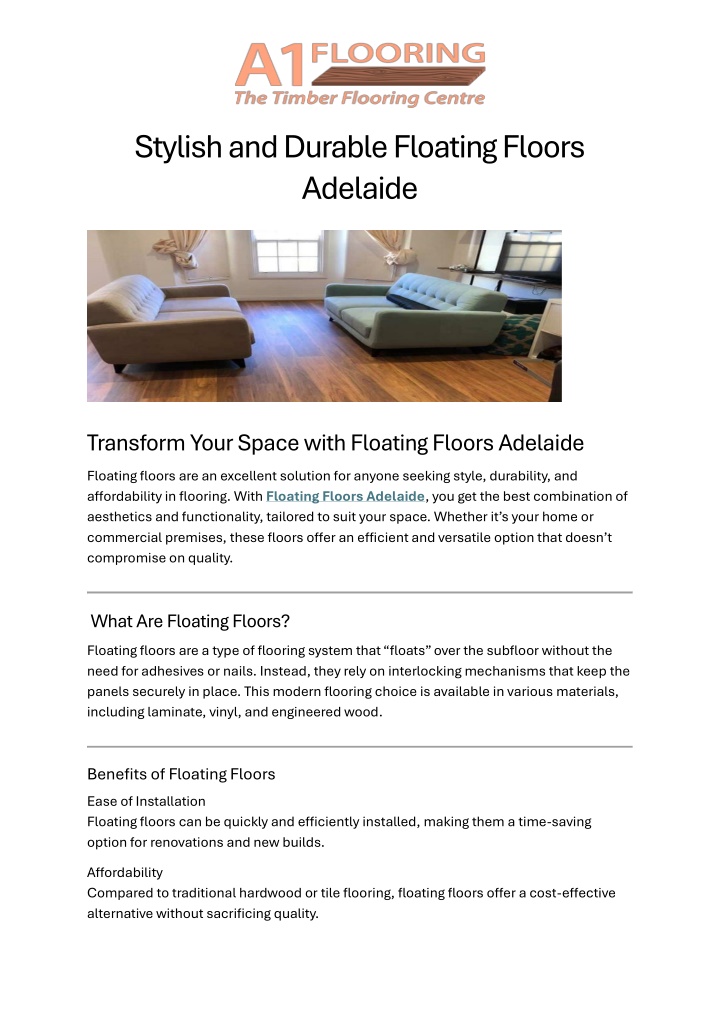 stylish and durable floating floors adelaide n.w