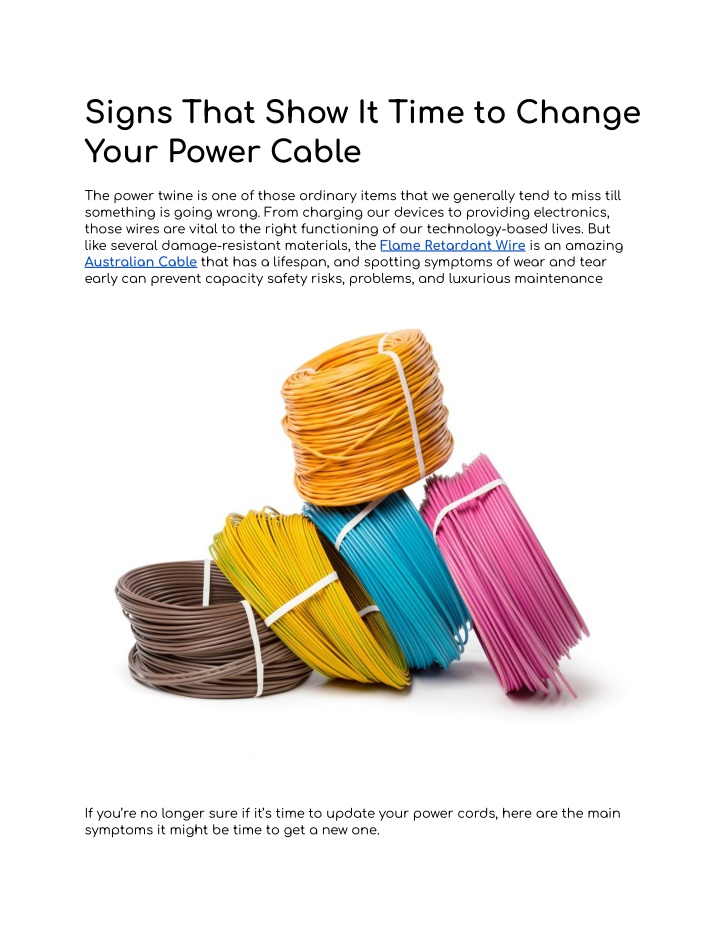 signs that show it time to change your power cable n.w