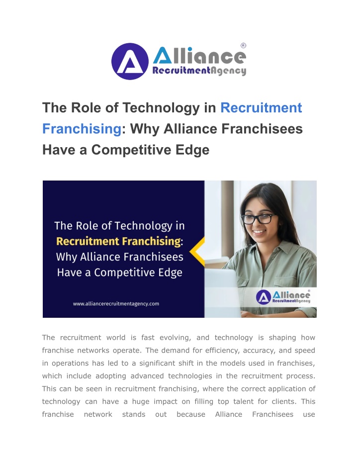 the role of technology in recruitment franchising n.w