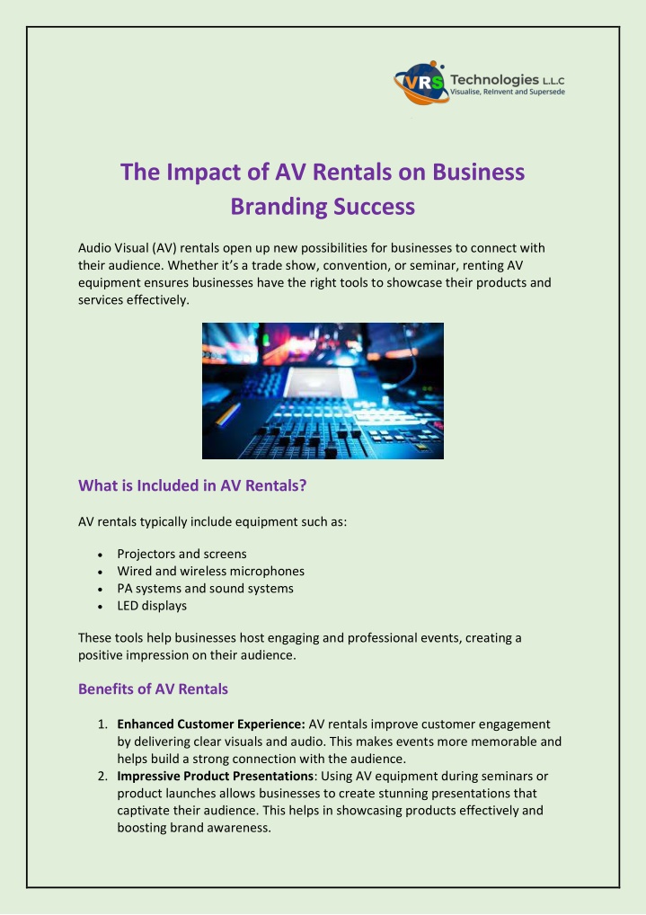 the impact of av rentals on business branding n.w