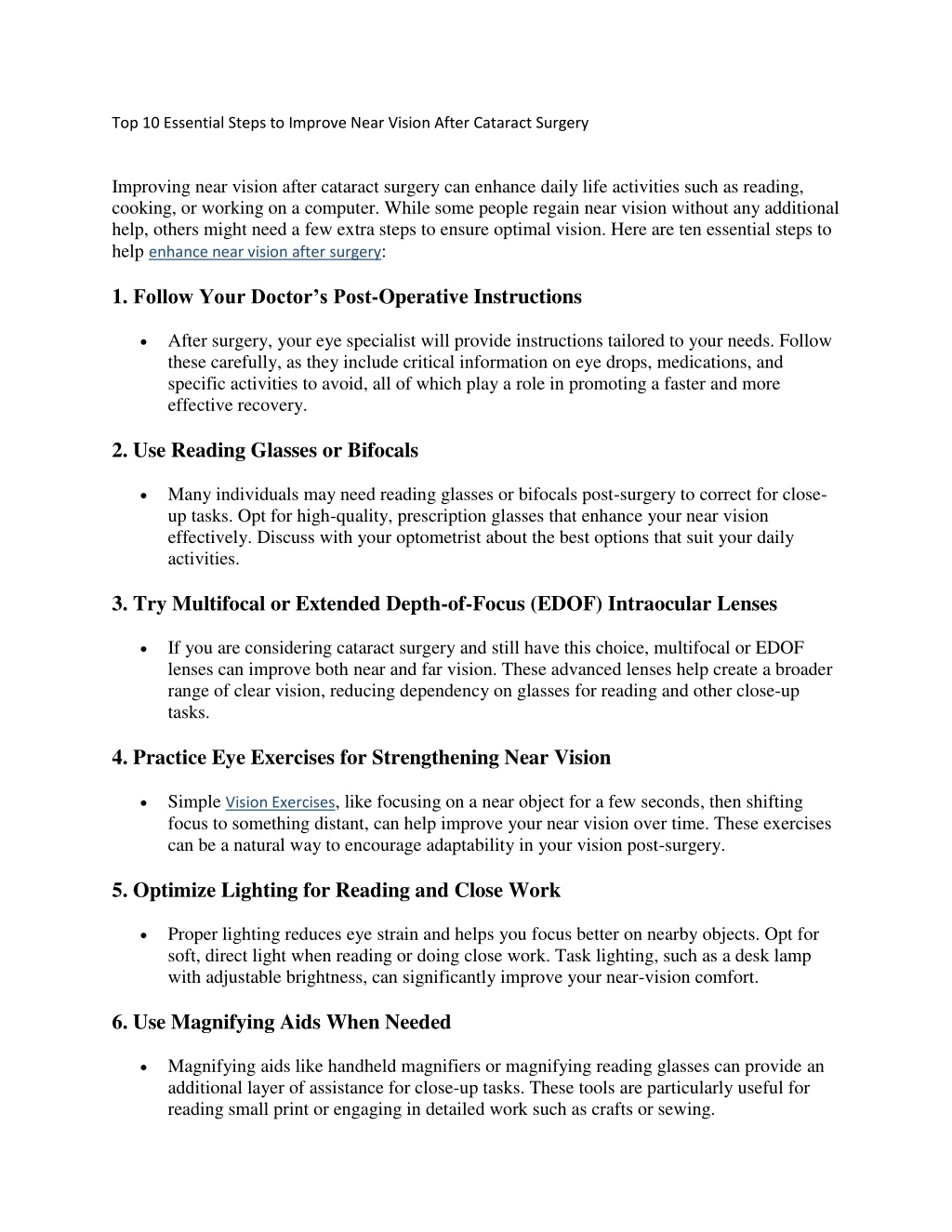 top 10 essential steps to improve near vision l.w