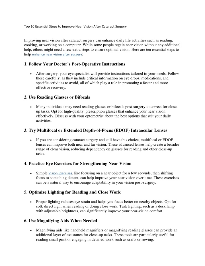 top 10 essential steps to improve near vision n.w