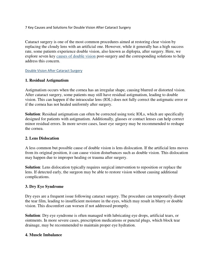 7 key causes and solutions for double vision n.w