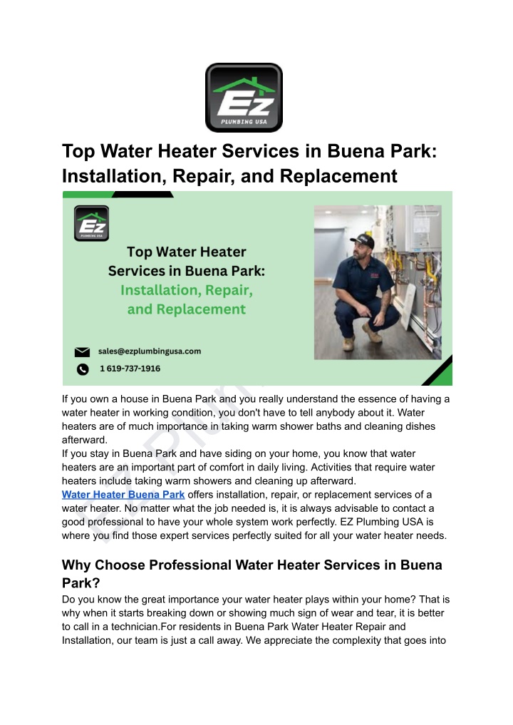top water heater services in buena park n.w