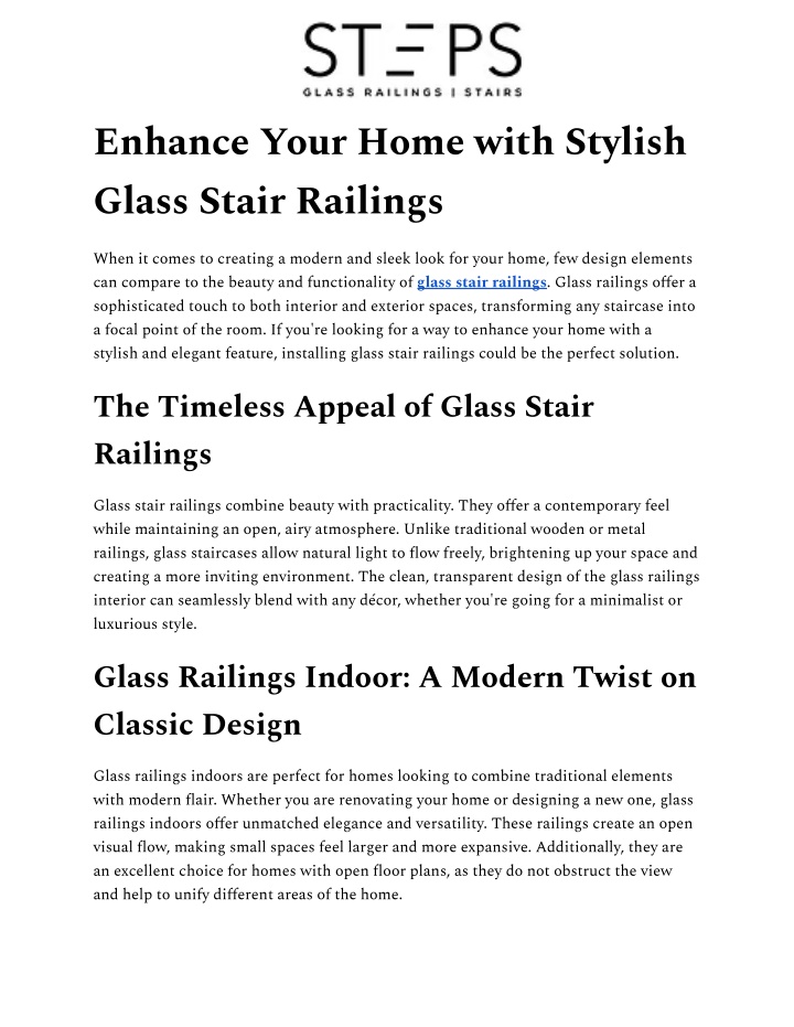 enhance your home with stylish glass stair n.w