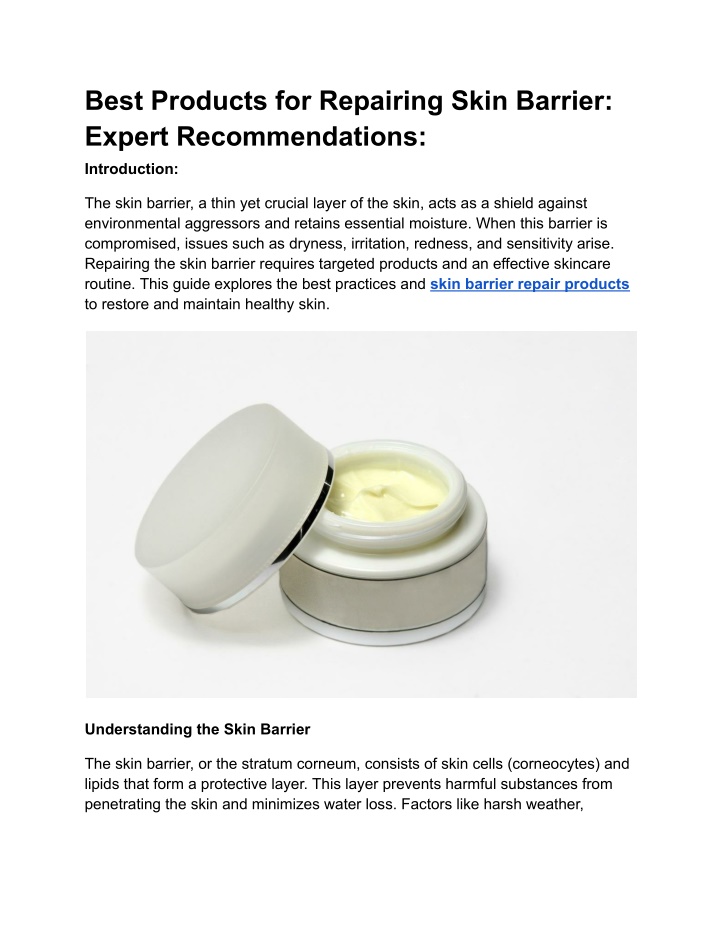 best products for repairing skin barrier expert n.w