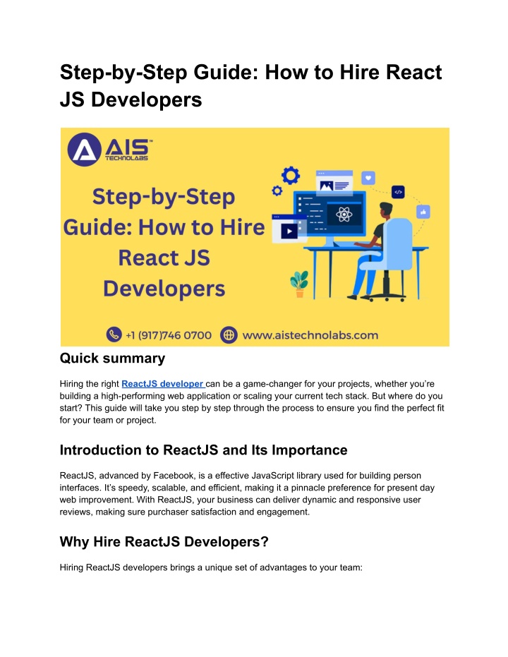 step by step guide how to hire react js developers n.w