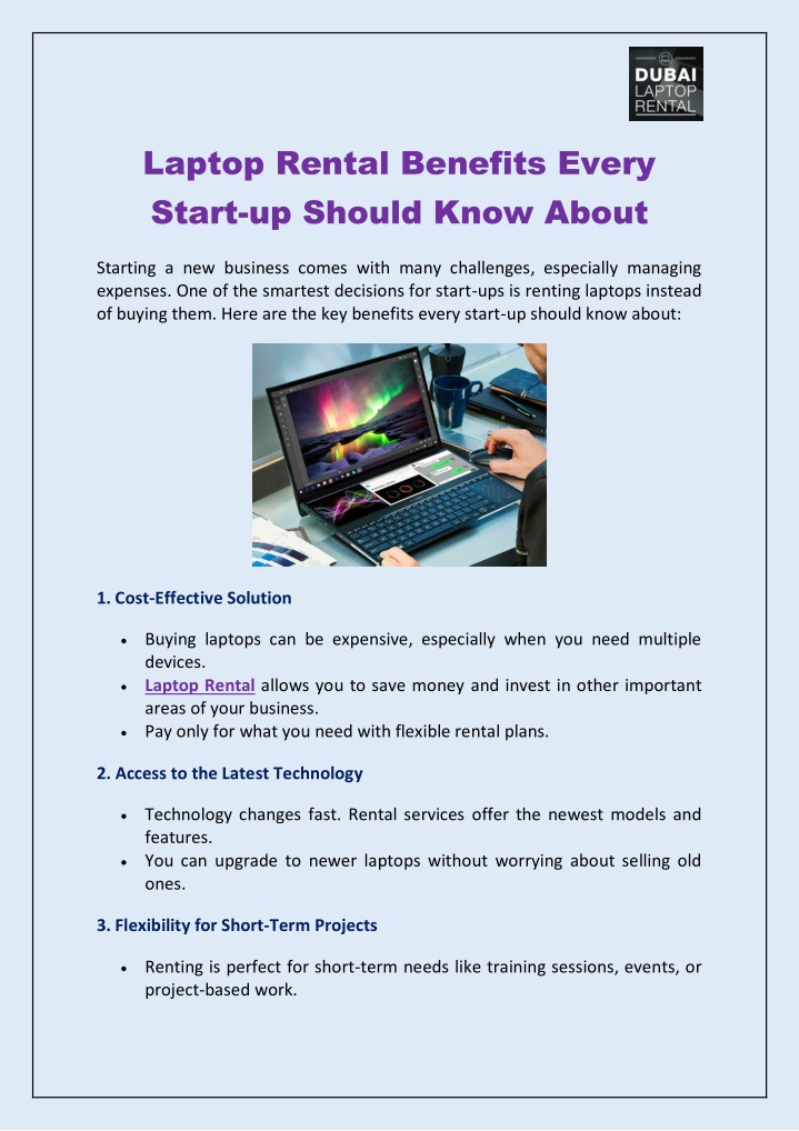 laptop rental benefits every start up should know n.w