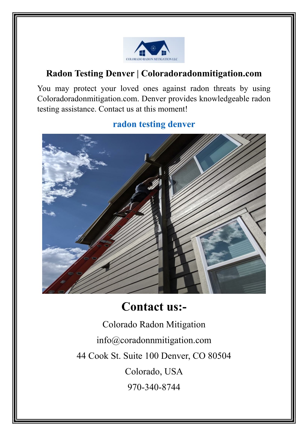 radon testing denver coloradoradonmitigation com l.w