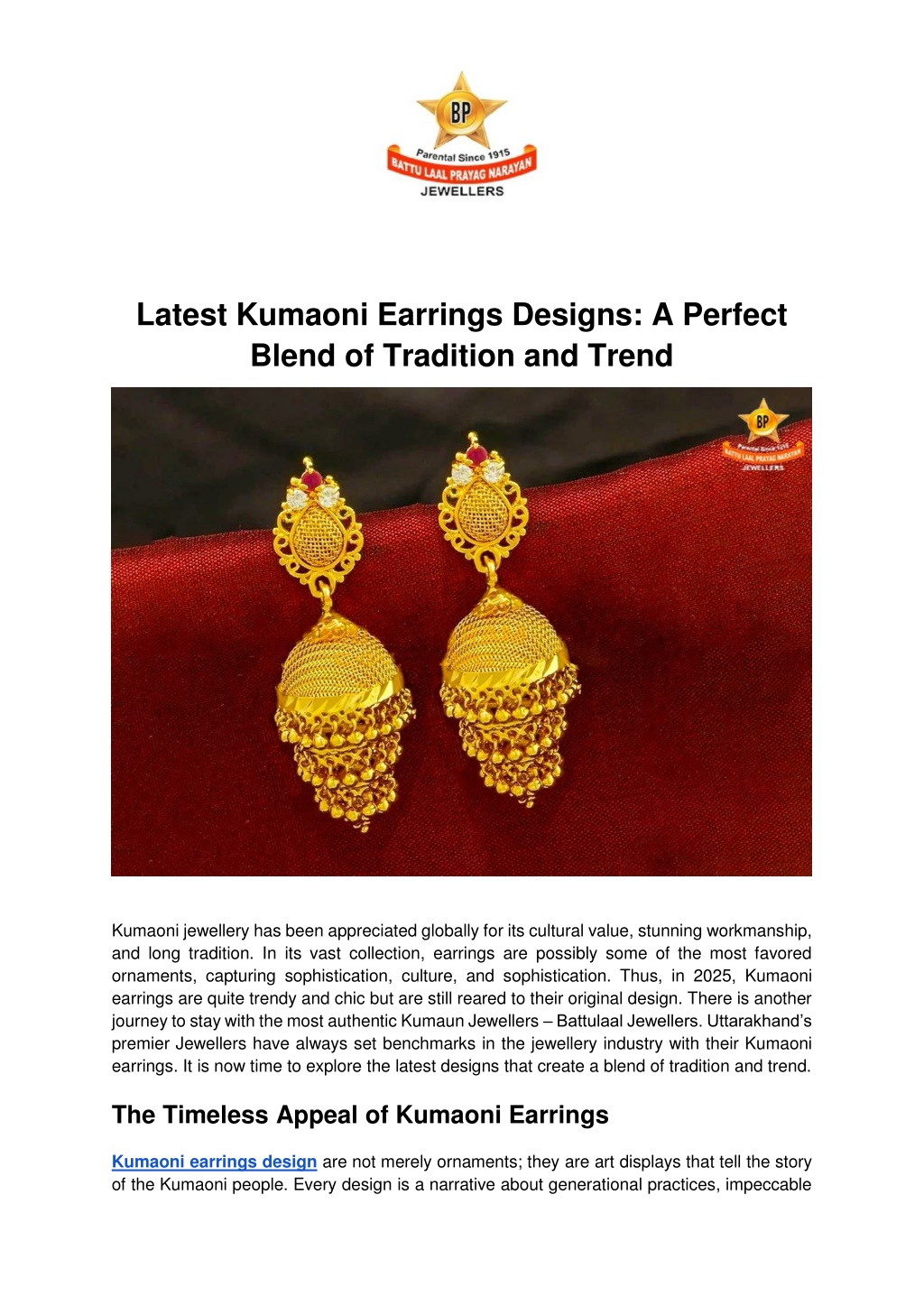 latest kumaoni earrings designs a perfect blend l.w