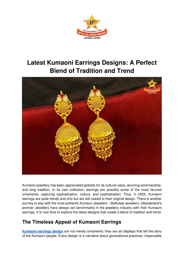 latest kumaoni earrings designs a perfect blend n.w