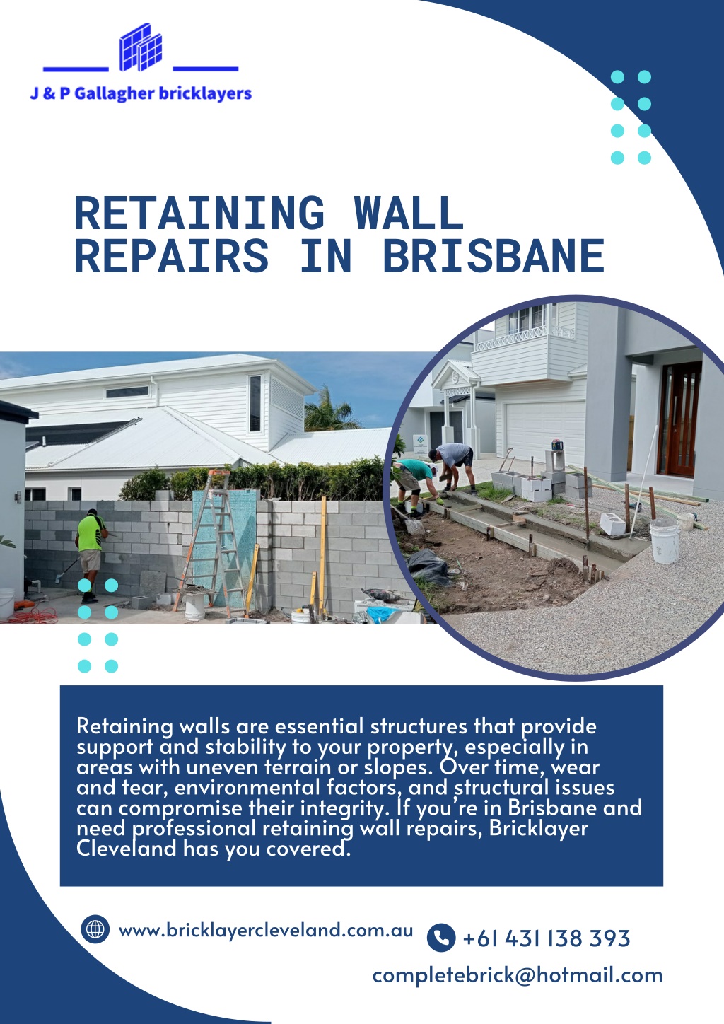 retaining wall repairs in brisbane l.w