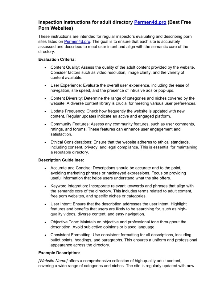 inspection instructions for adult directory n.w