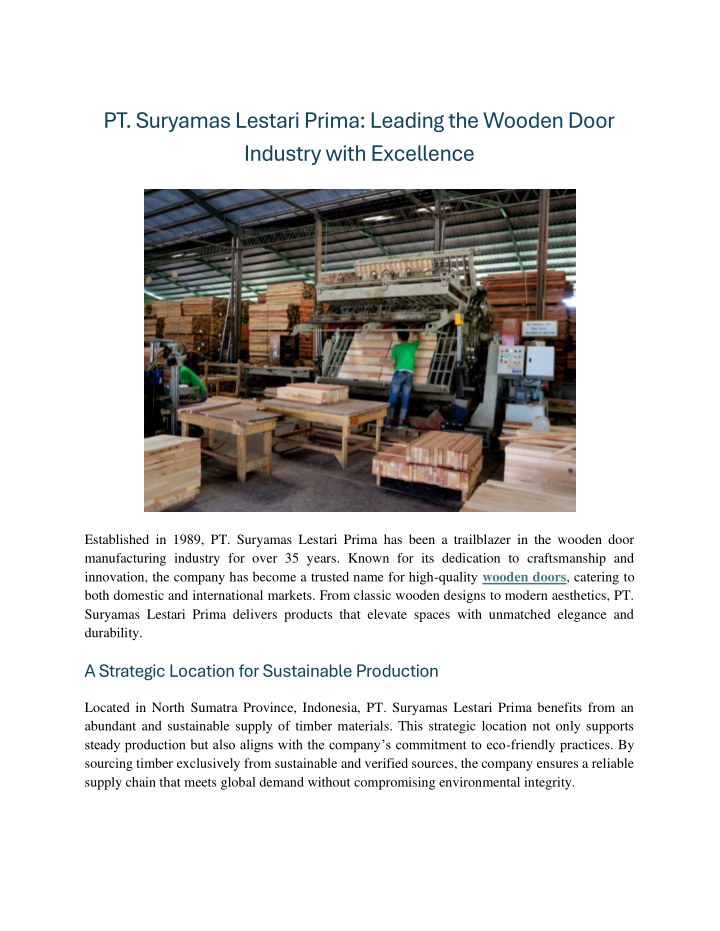 pt suryamas lestari prima leading the wooden door n.w