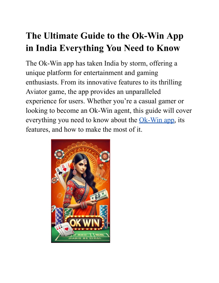 the ultimate guide to the ok win app in india n.w