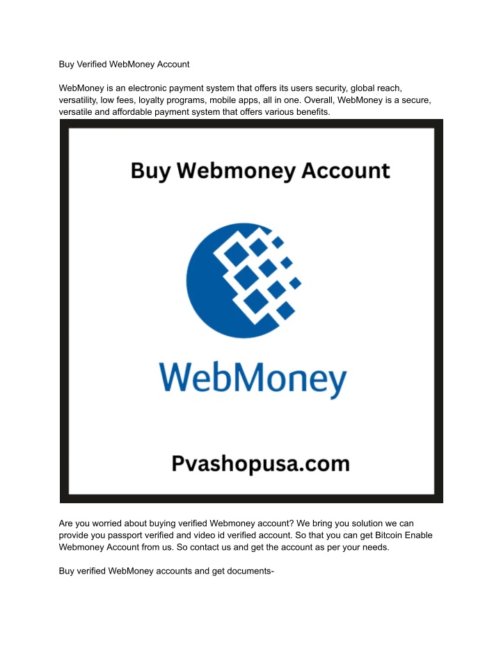 buy verified webmoney account n.w