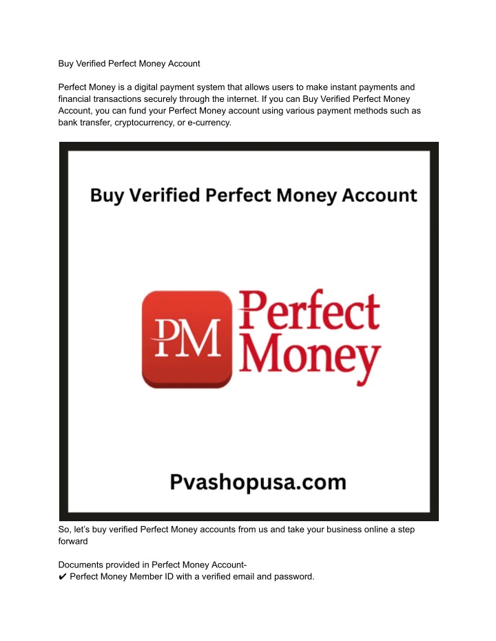 buy verified perfect money account n.w