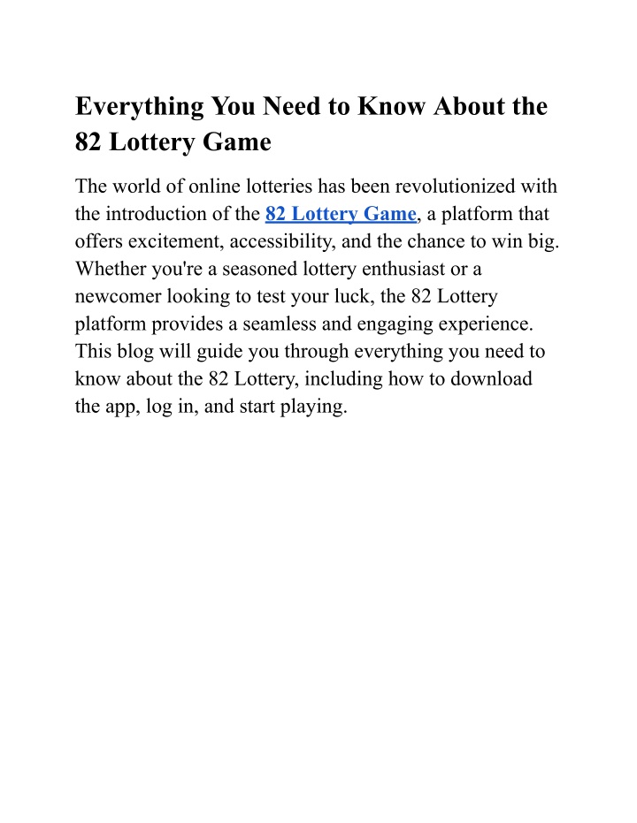 everything you need to know about the 82 lottery n.w