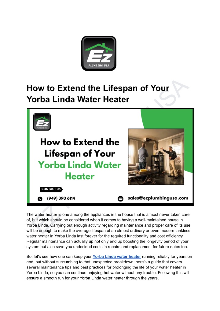 ez plumbing usa water heater in yorba linda last n.w