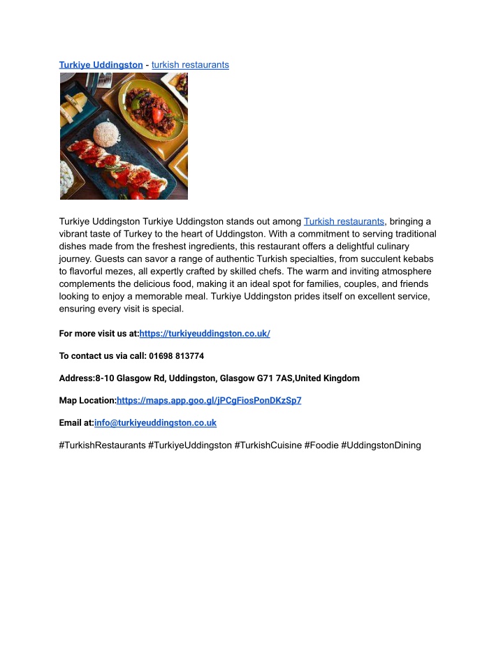 turkiye uddingston turkish restaurants n.w