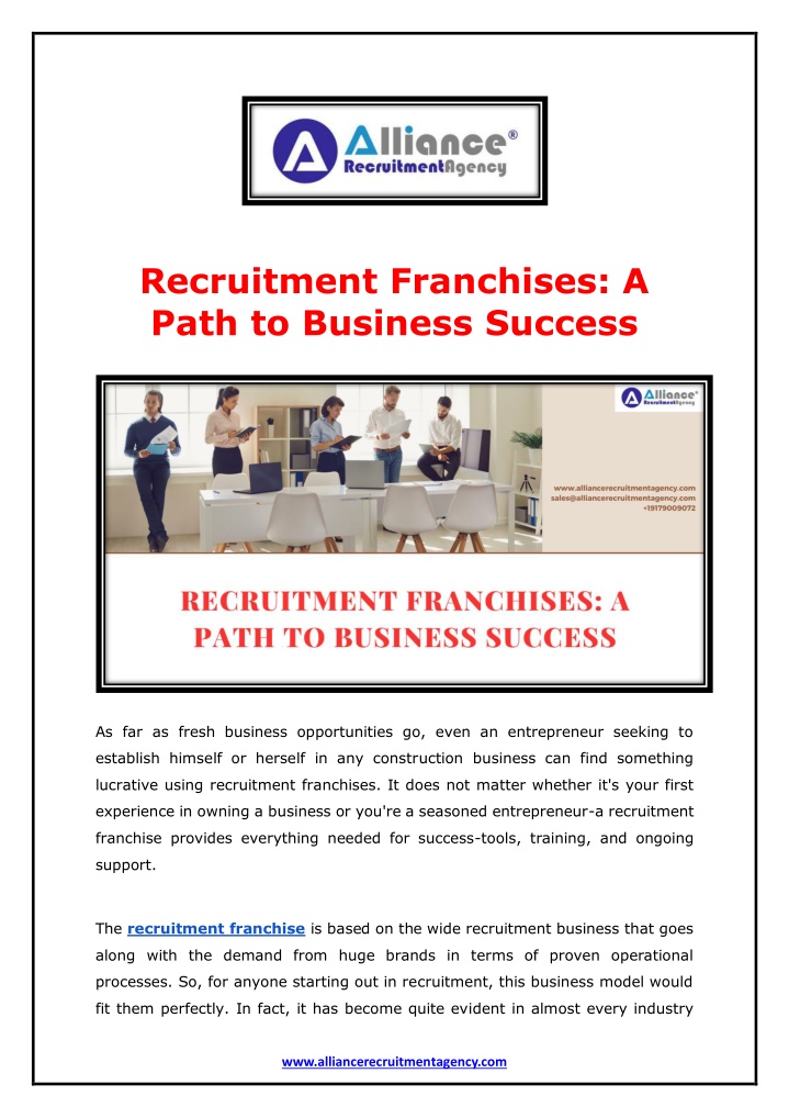recruitment franchises a path to business success n.w