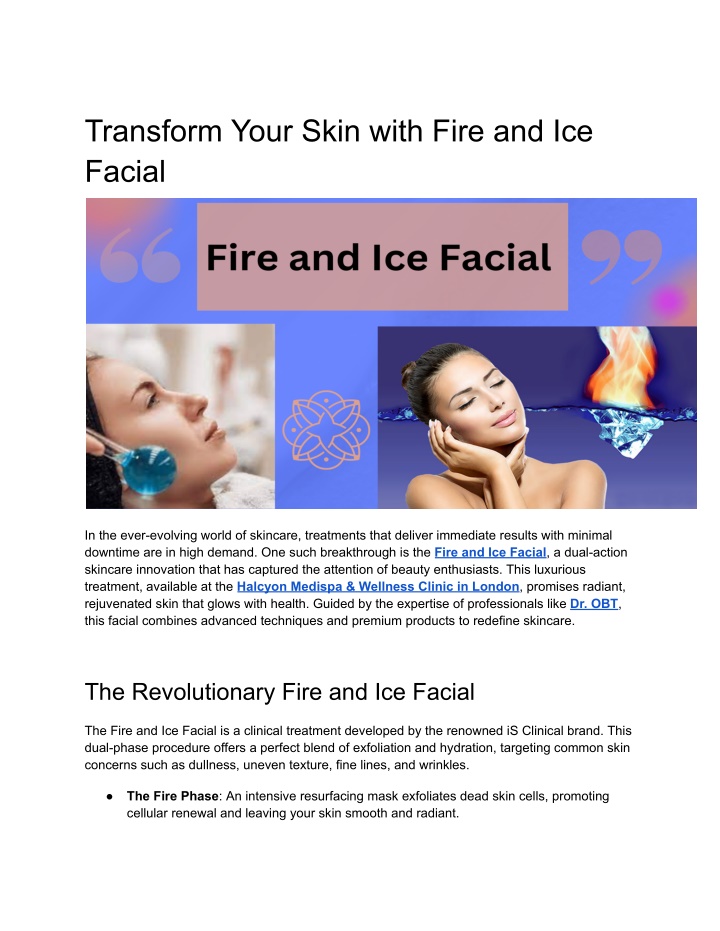 transform your skin with fire and ice facial n.w