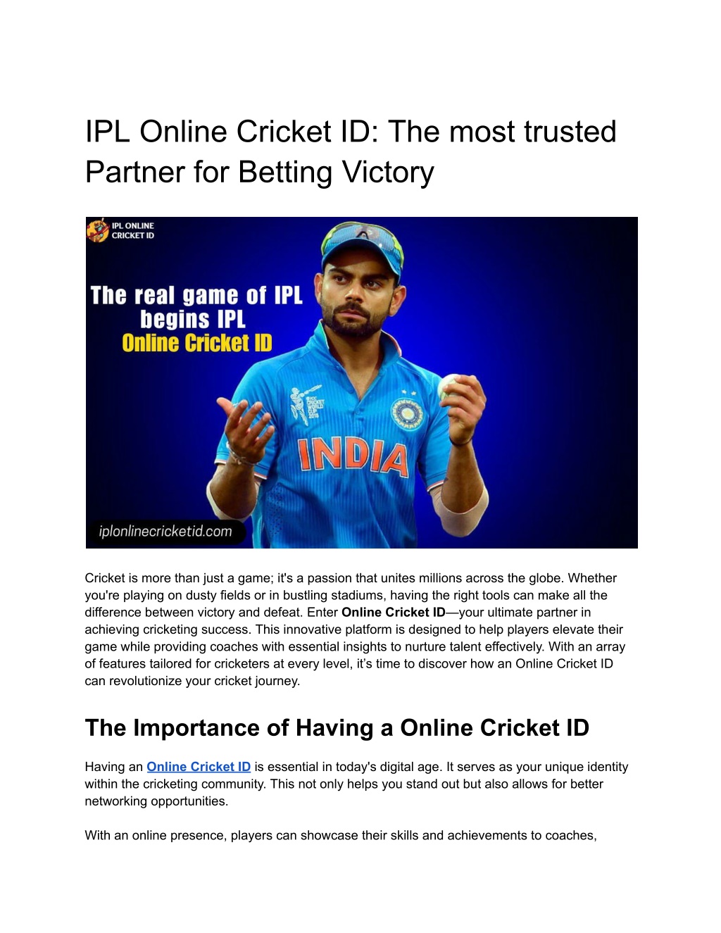 ipl online cricket id the most trusted partner l.w