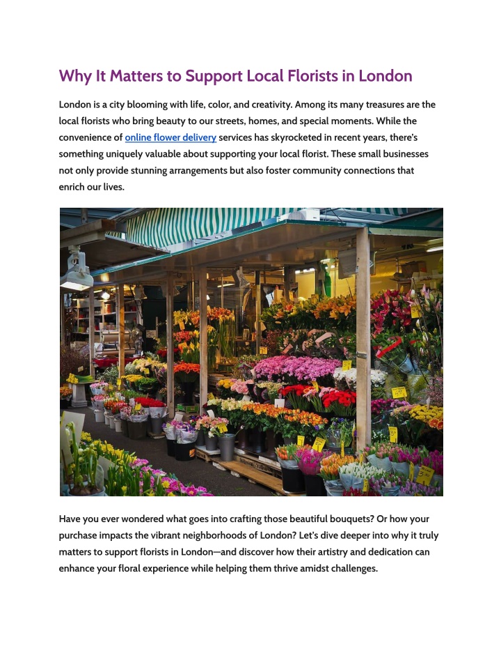 why it matters to support local florists in london n.w