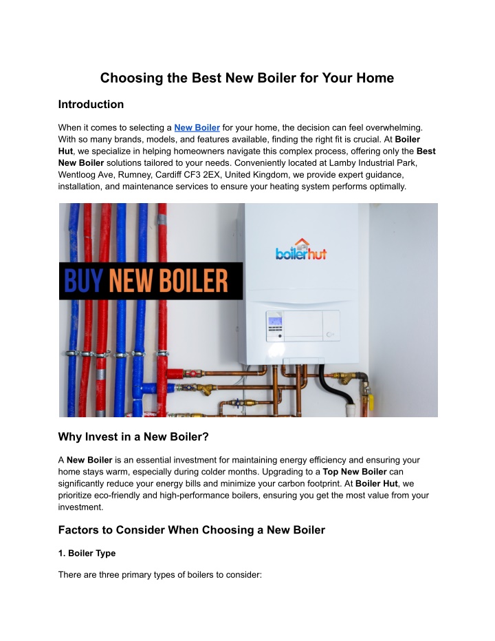 choosing the best new boiler for your home n.w