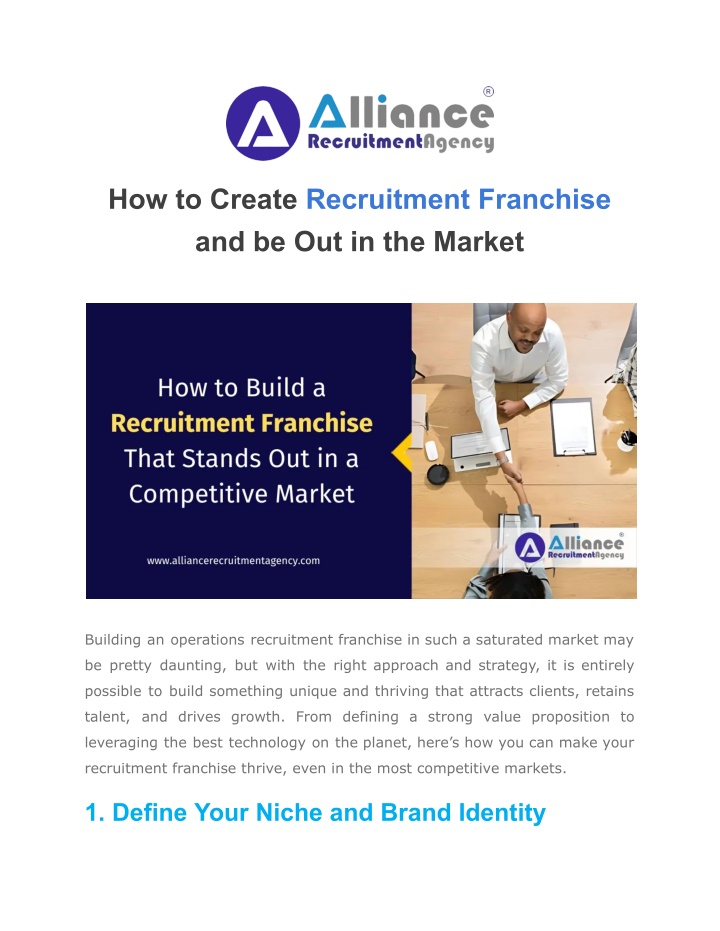 how to create recruitment franchise n.w