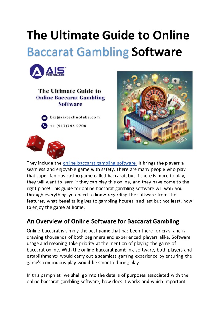 the ultimate guide to online baccarat gambling n.w