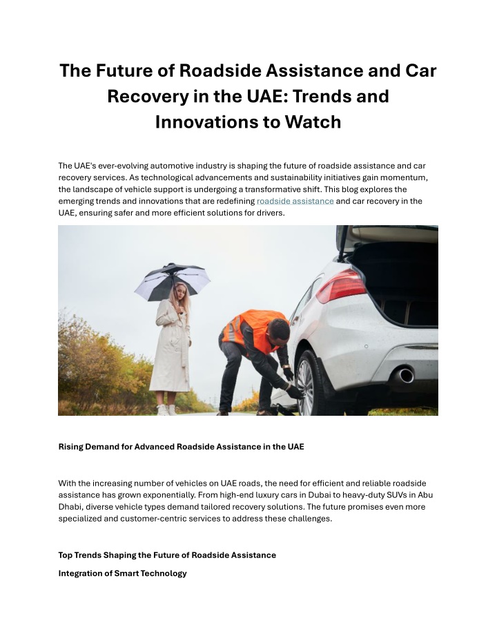 the future of roadside assistance n.w