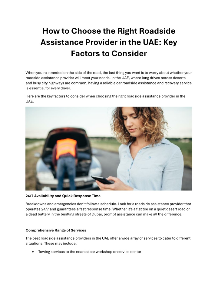 how to choose the right roadside assistance n.w