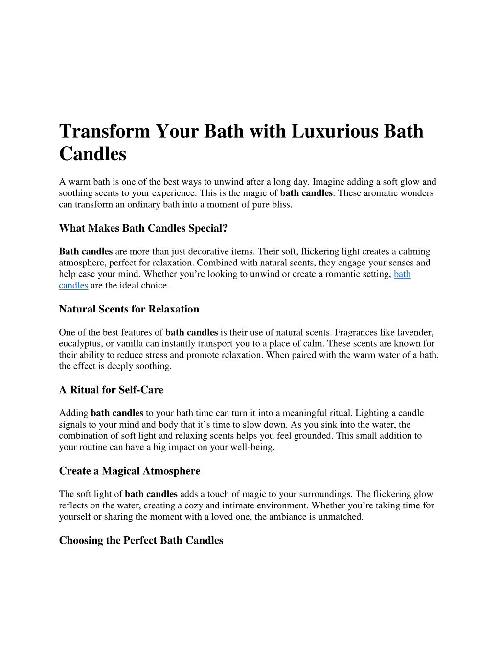 transform your bath with luxurious bath candles l.w