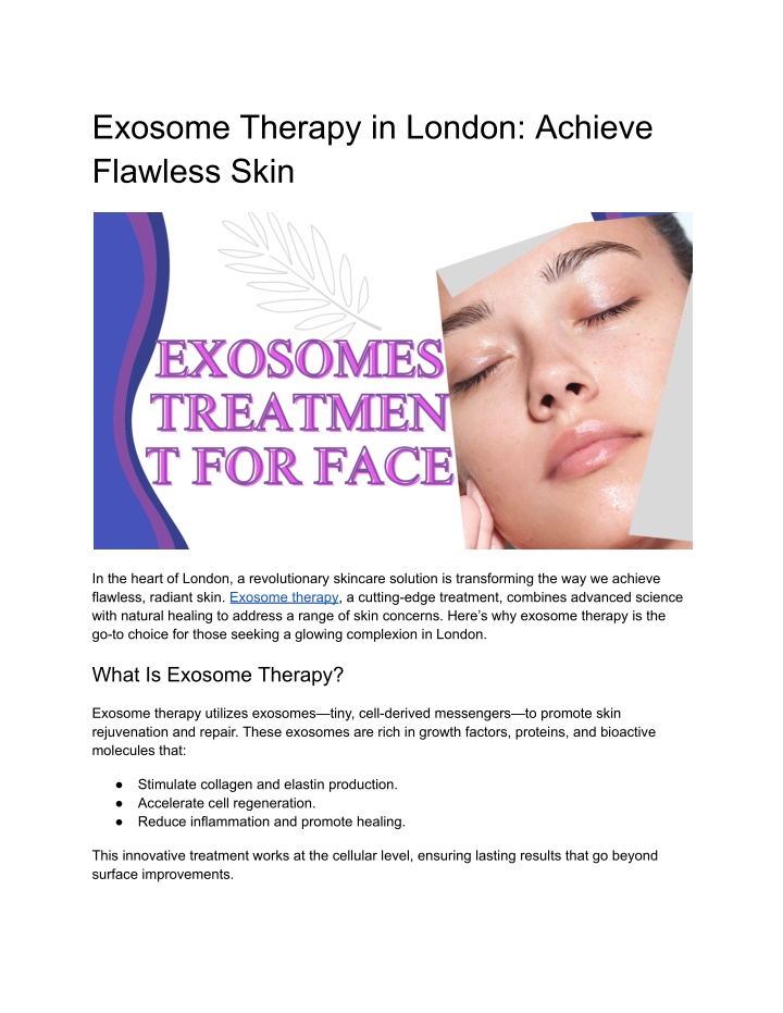 exosome therapy in london achieve flawless skin n.w